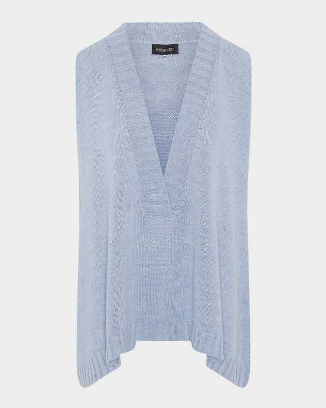 A-Line Sleeveless Deep-V Sweater (Mid Plus Length)